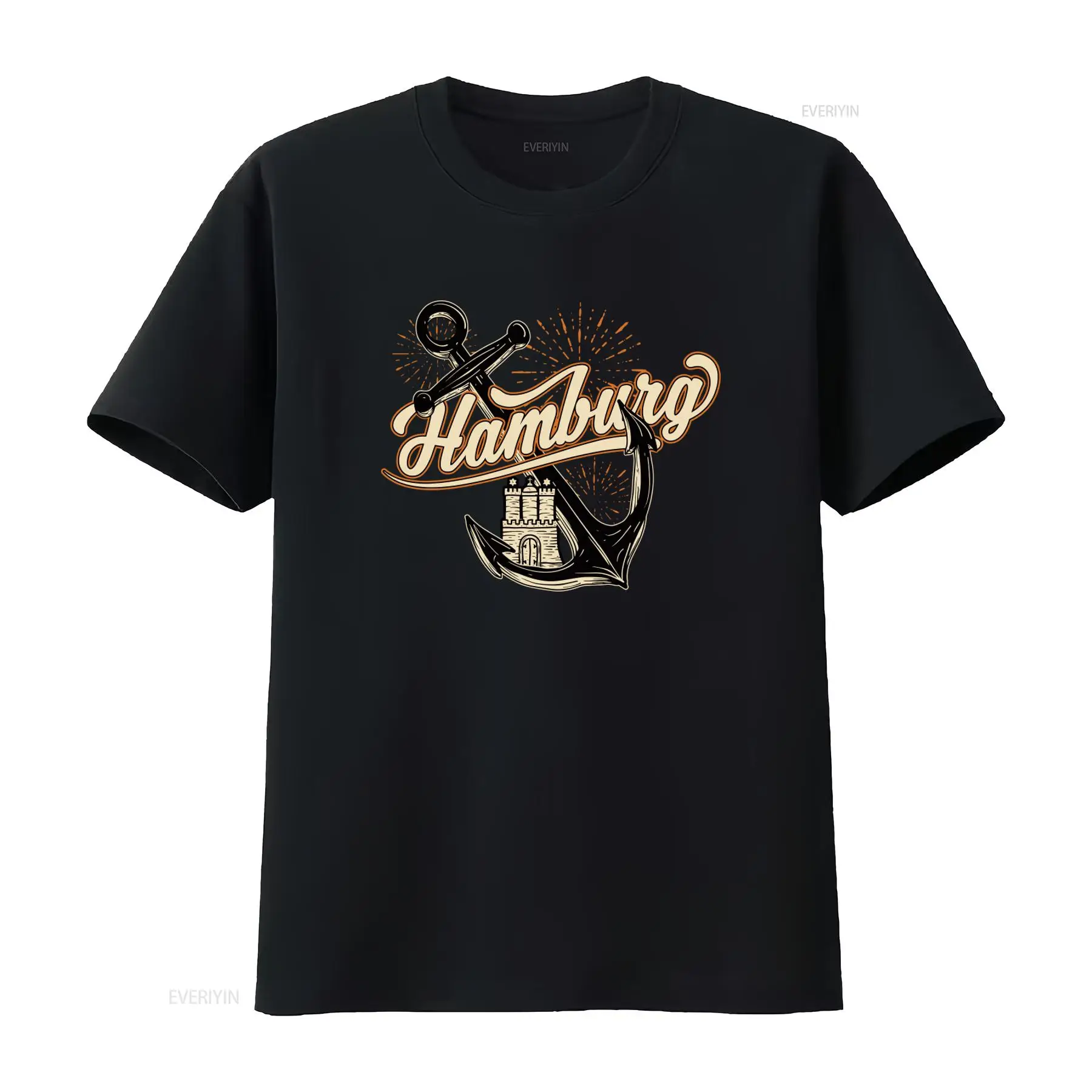 Vintage Fashion Hamburg - Herren-T-Shirt mit Hamburger-Anker-Print, lustig, stilvoll, für