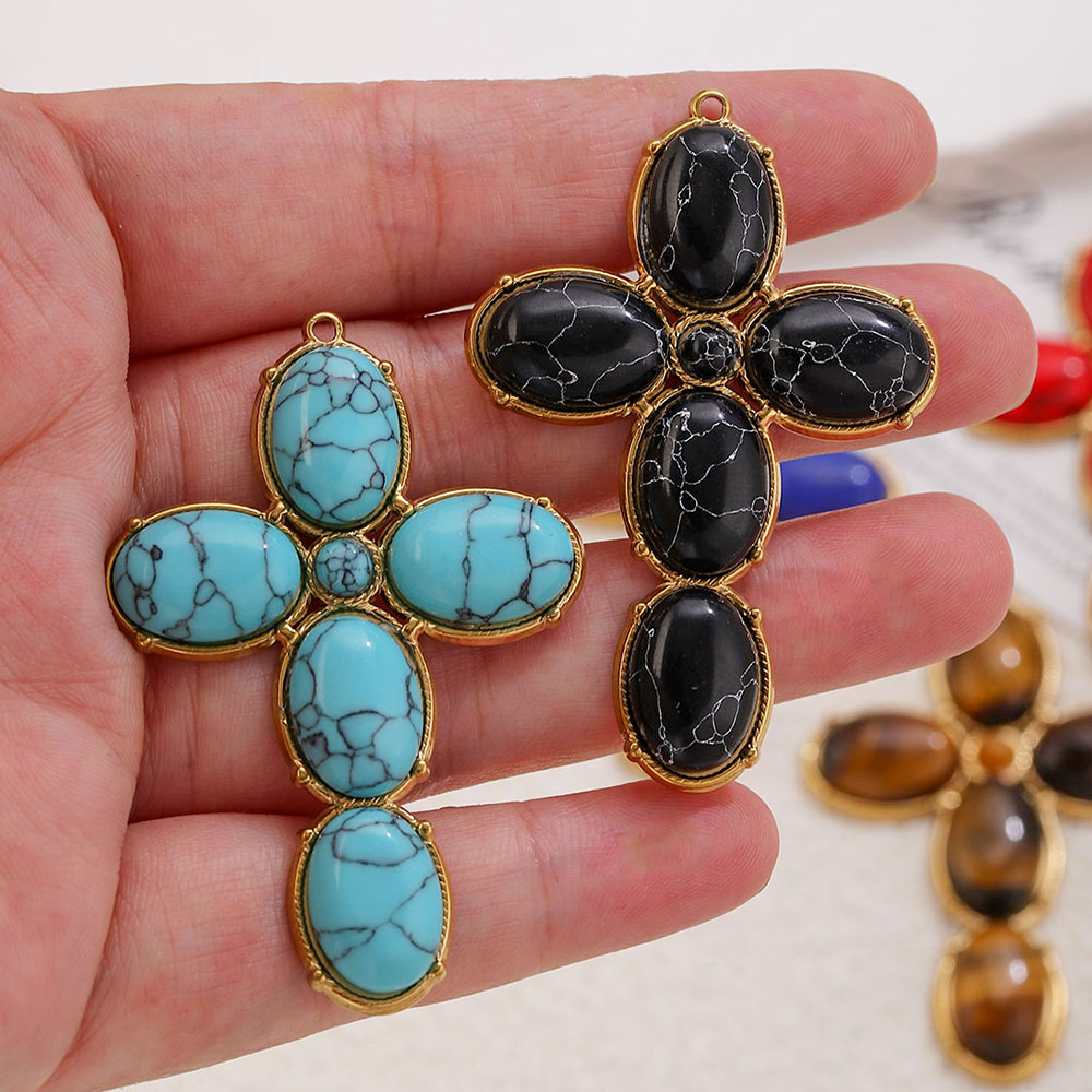 Vintage Fashion Stores - Edelstahl-Anhänger Vintage Großes Kreuz-Charm für Schmuckverbinder,