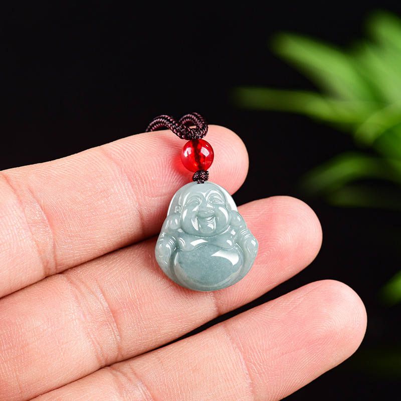 Vintage Fashion Enthusiasts - Myanmar Jadeit Guanyin Buddha Anhänger Halskette