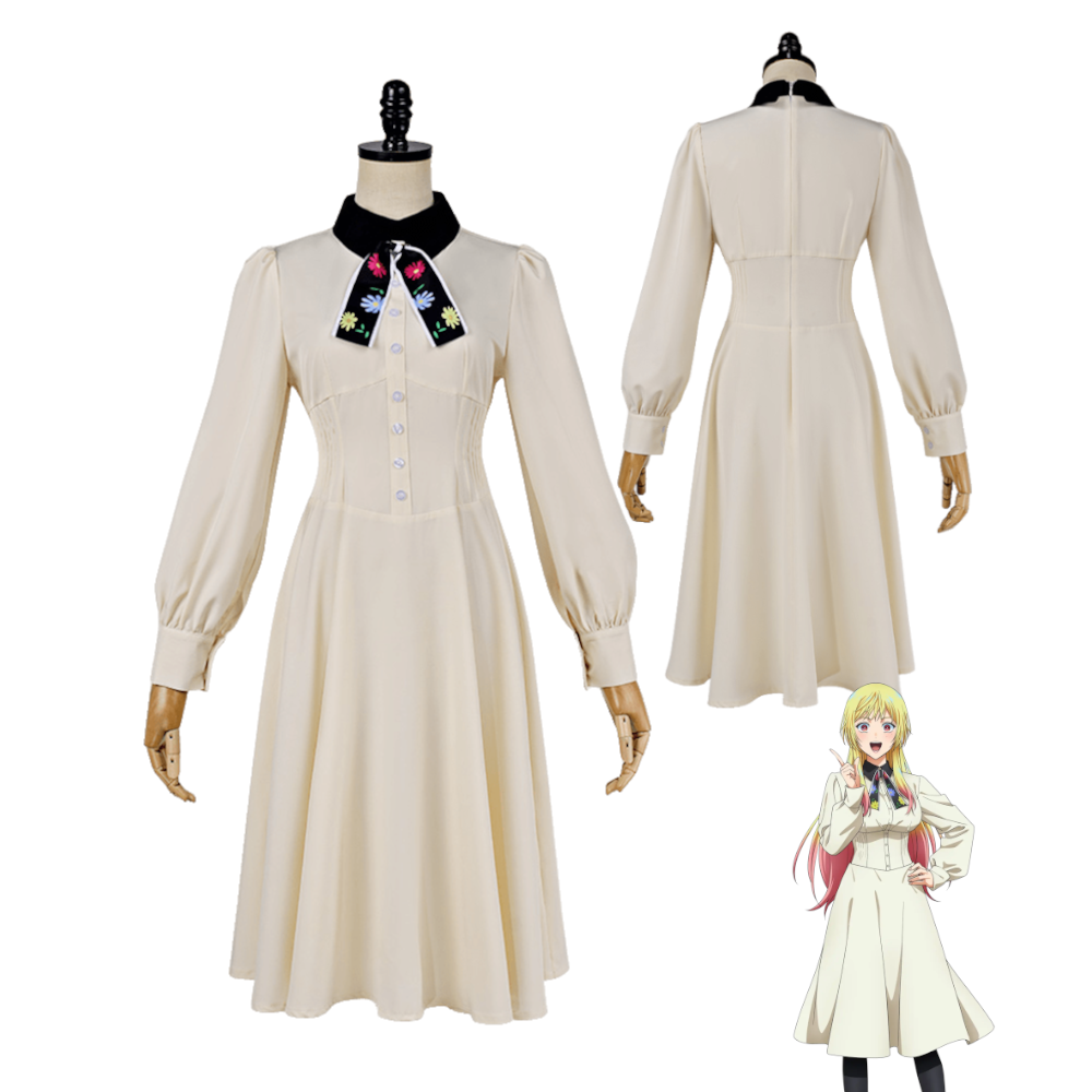 Vintage Fashion Dresses - Marriage Toxin Mei Kinosaki Cosplay-Kostüm, Retro-Off-White-Kleid,